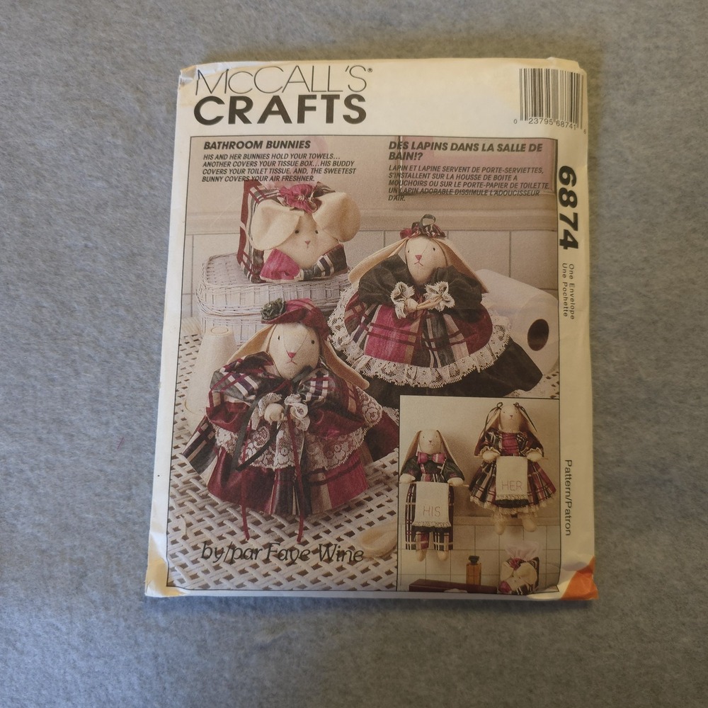 McCall's Crafts 6874 Bathroom Bunnies Pattern by‎ Faye Wine Uncut Vintage 1993